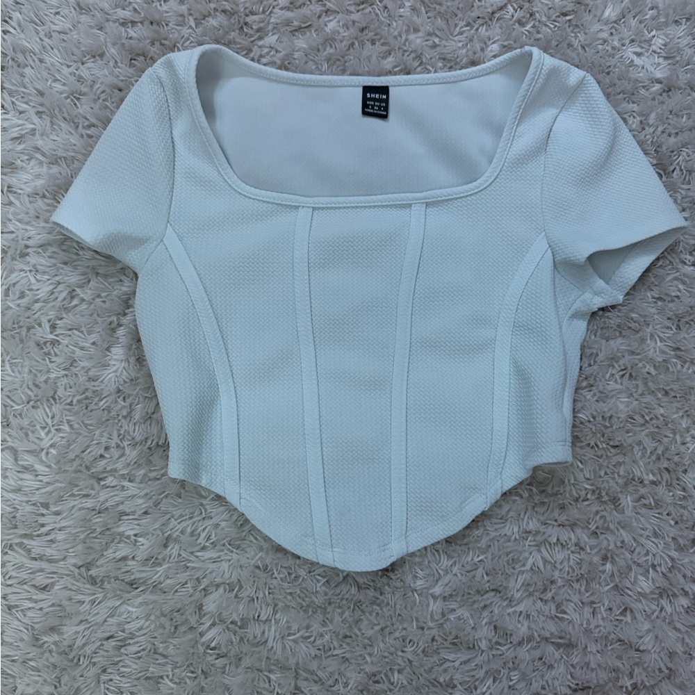 SHEIN White Textured Crop Top